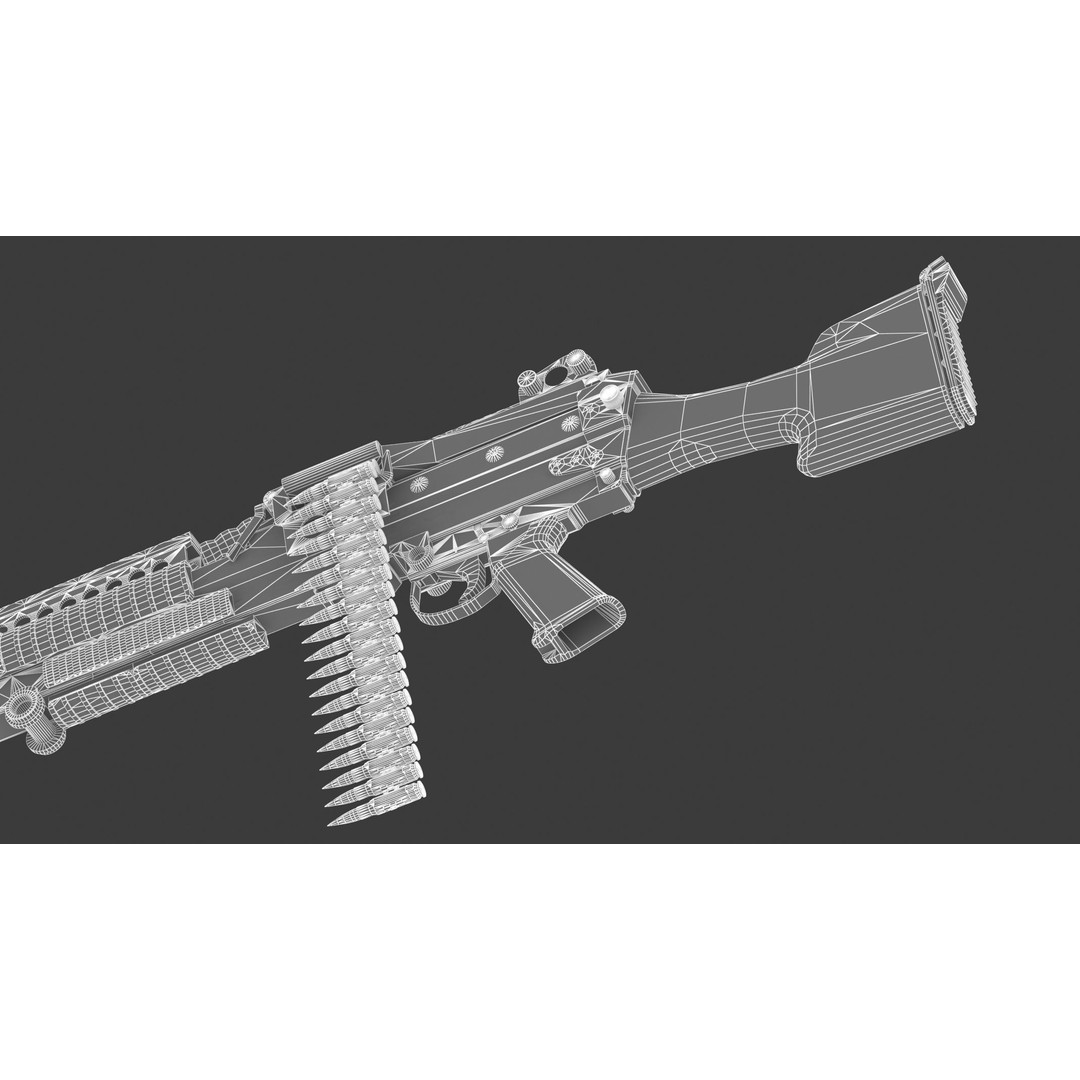 Mk 48 Machine Gun 3D Model – Low Poly Game Asset, PBR Textures - View 36