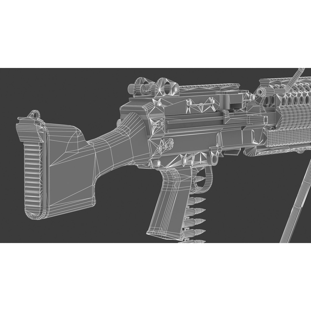 Mk 48 Machine Gun 3D Model – Low Poly Game Asset, PBR Textures - View 37