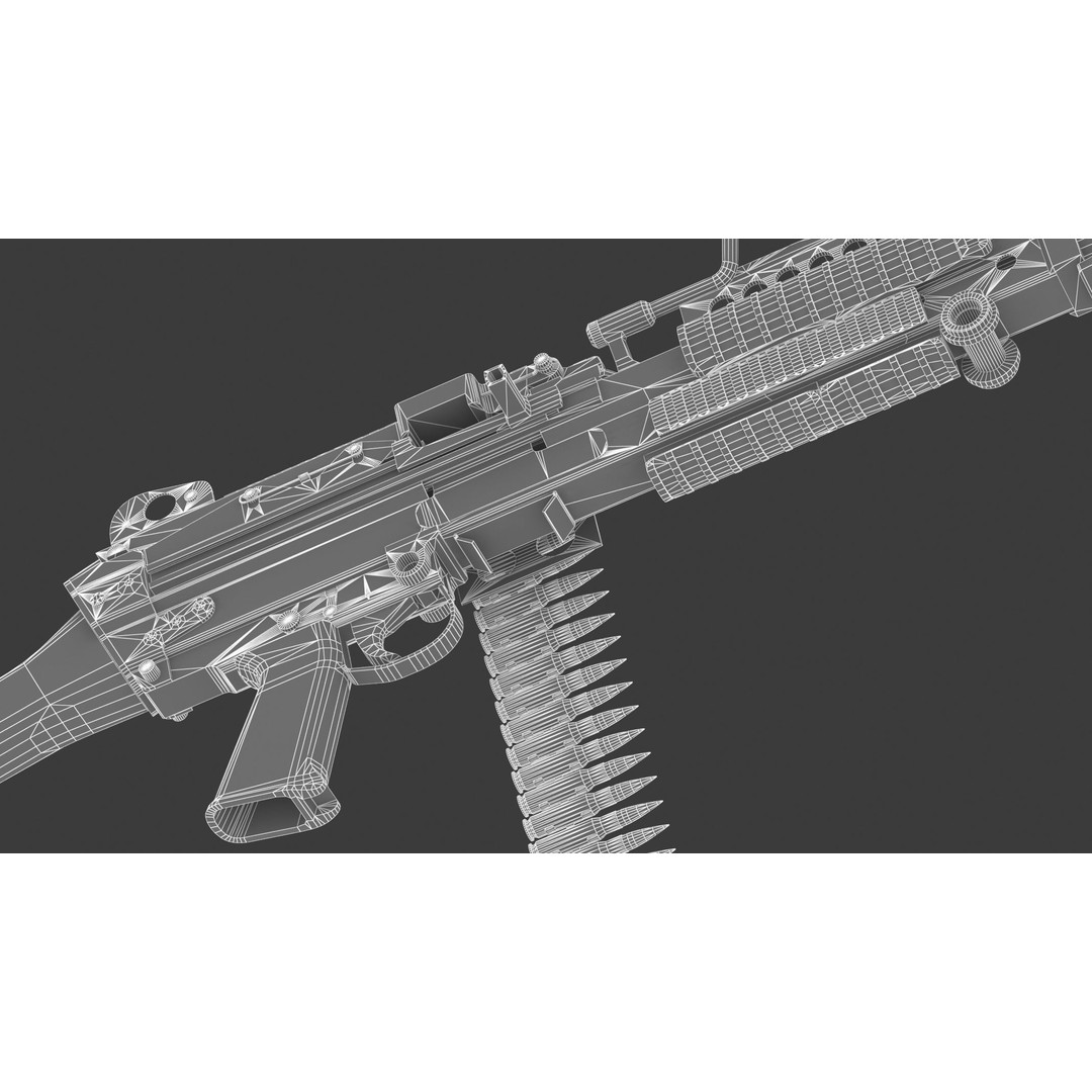 Mk 48 Machine Gun 3D Model – Low Poly Game Asset, PBR Textures - View 39