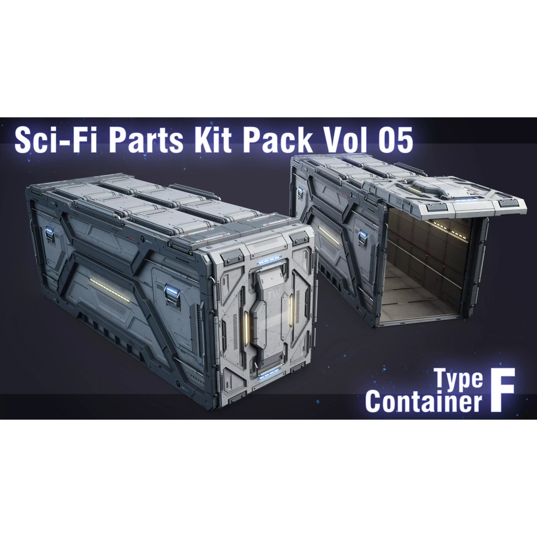 Sci-Fi Container Type F 3D Model – Low Poly PBR Asset, FBX & OBJ - View 2