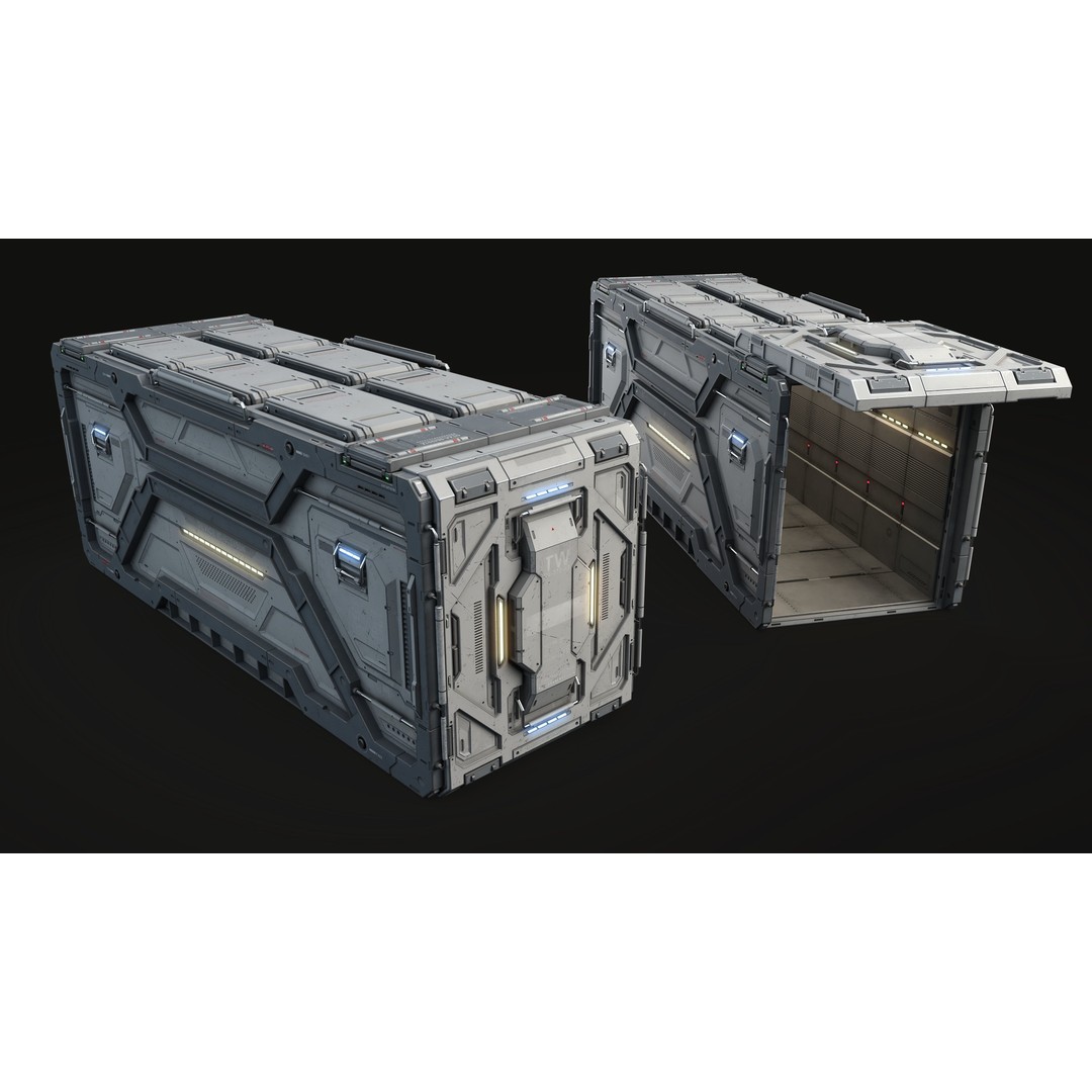 Sci-Fi Container Type F 3D Model – Low Poly PBR Asset, FBX & OBJ - View 4