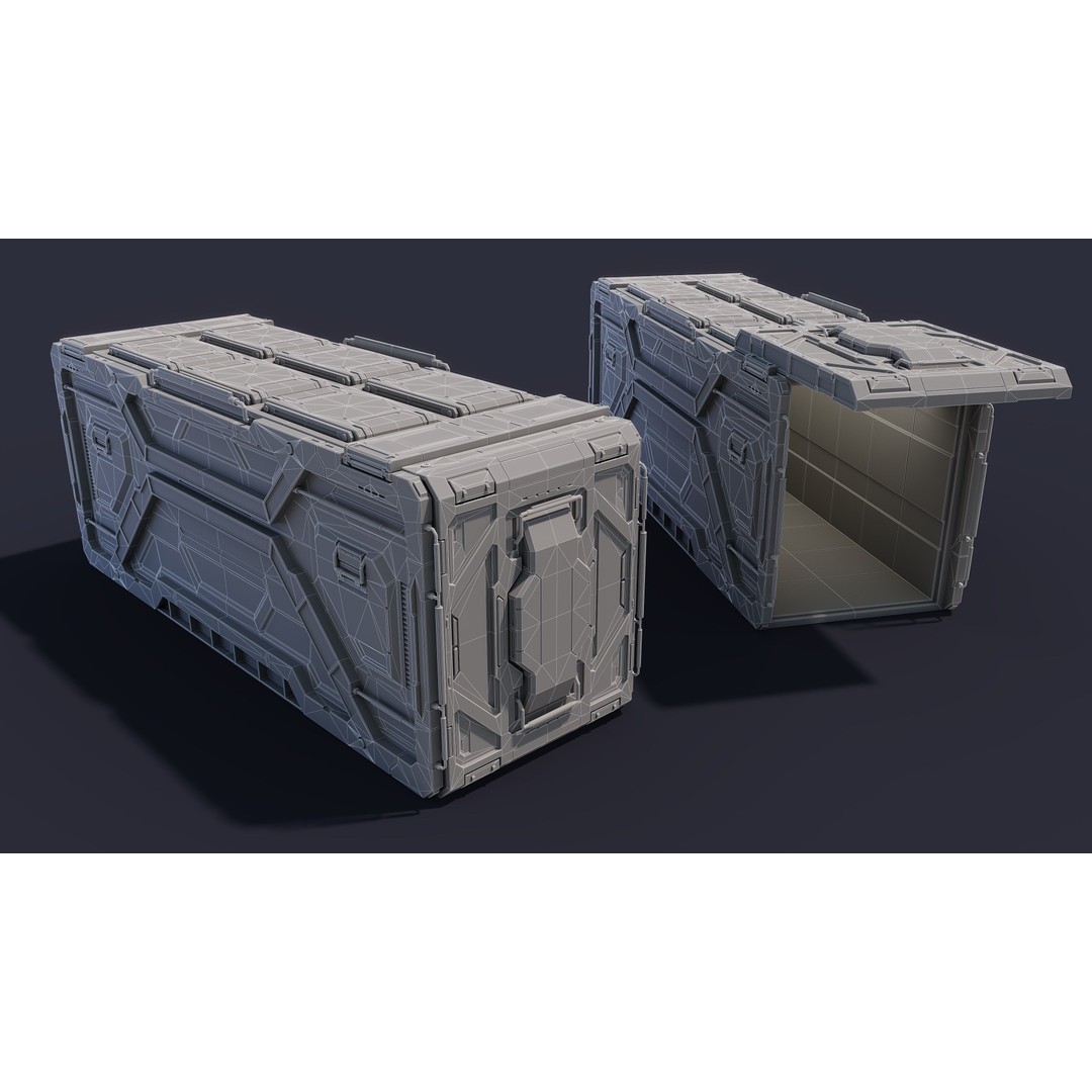 Sci-Fi Container Type F 3D Model – Low Poly PBR Asset, FBX & OBJ - View 5