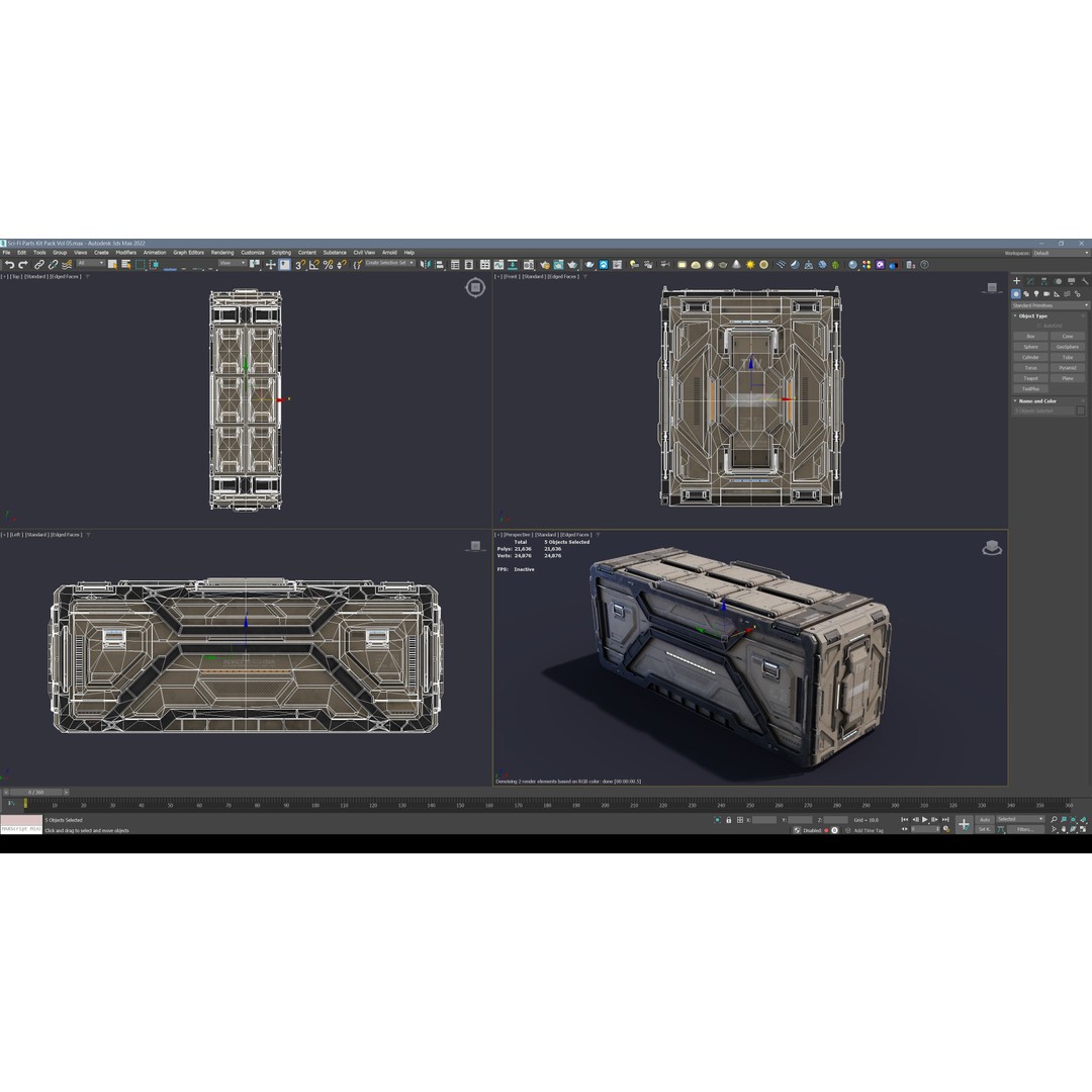 Sci-Fi Container Type F 3D Model – Low Poly PBR Asset, FBX & OBJ - View 6