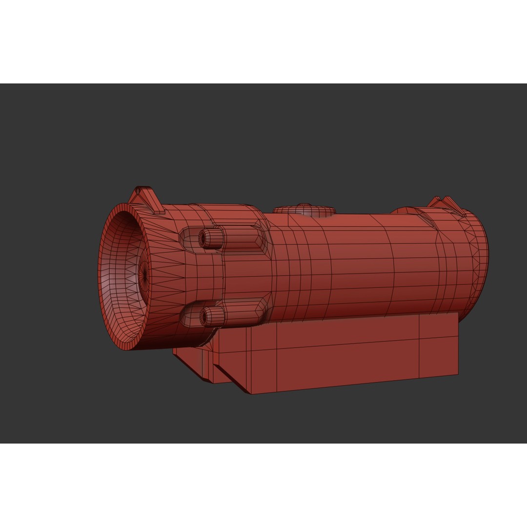 2X-4X Gun Scope 3D Model – Low Poly PBR Asset, FBX, Blender
