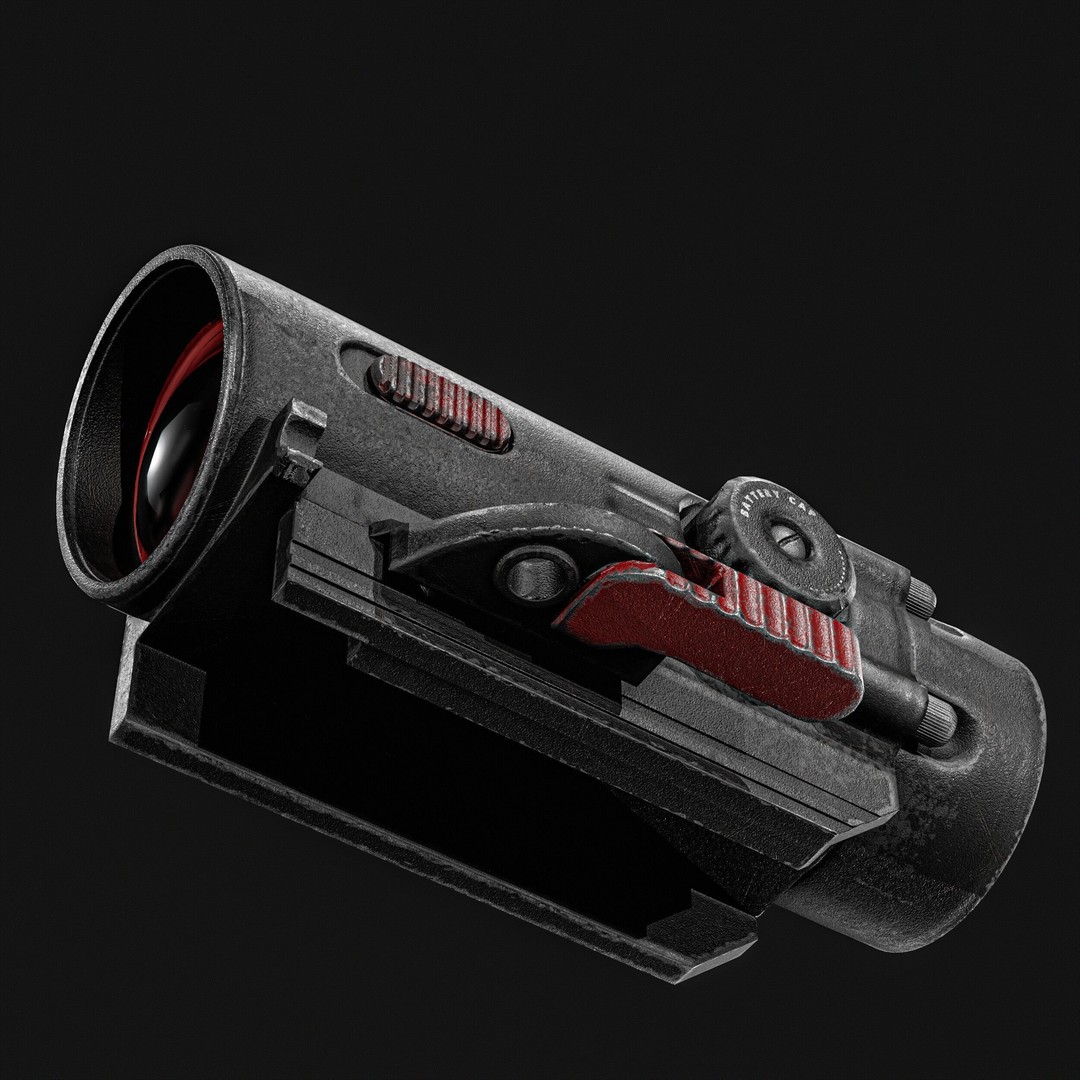 2X-4X Gun Scope 3D Model – Low Poly PBR Asset, FBX, Blender - View 17