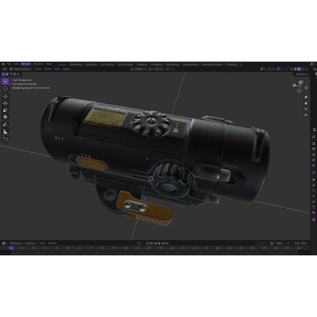 2X-4X Gun Scope 3D Model – Low Poly PBR Asset, FBX, Blender - View 25