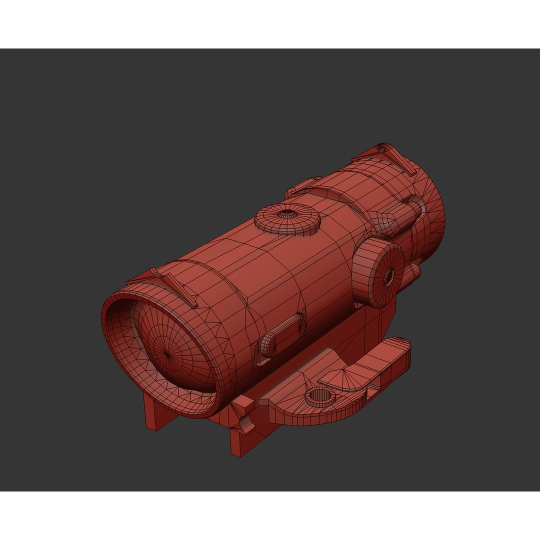2X-4X Gun Scope 3D Model – Low Poly PBR Asset, FBX, Blender - View 27