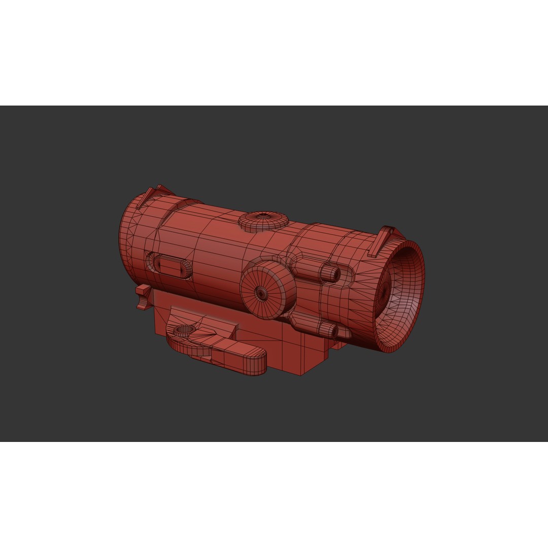 2X-4X Gun Scope 3D Model – Low Poly PBR Asset, FBX, Blender - View 28