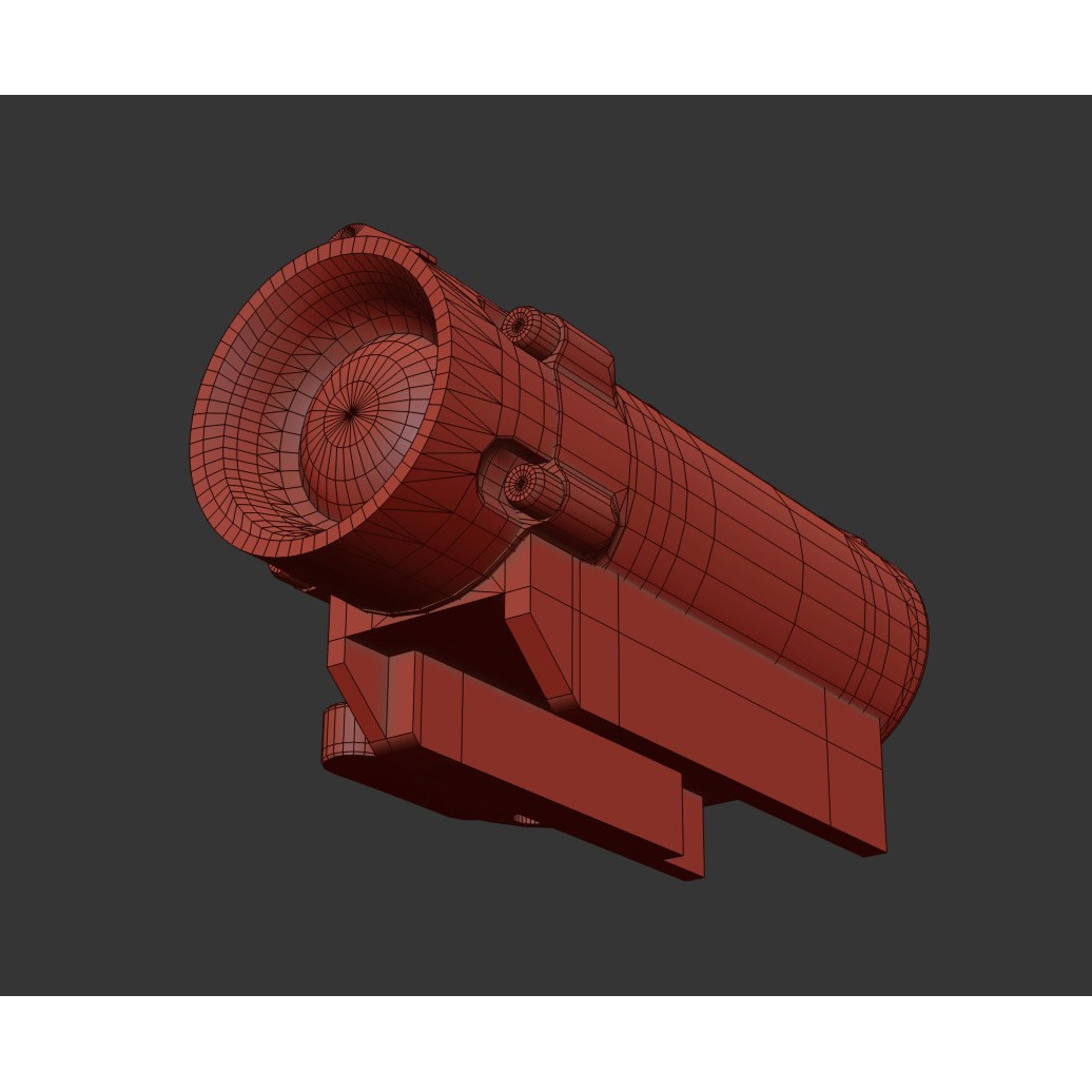 2X-4X Gun Scope 3D Model – Low Poly PBR Asset, FBX, Blender - View 30
