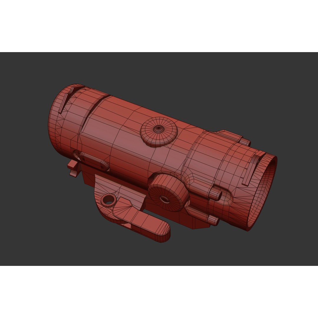 2X-4X Gun Scope 3D Model – Low Poly PBR Asset, FBX, Blender - View 31