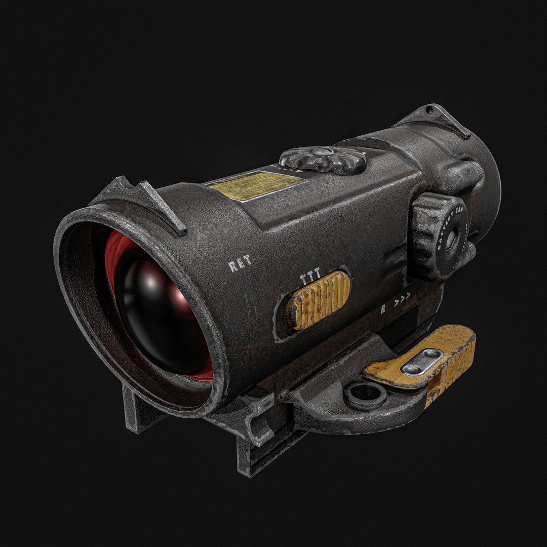 2X-4X Gun Scope 3D Model – Low Poly PBR Asset, FBX, Blender - View 8