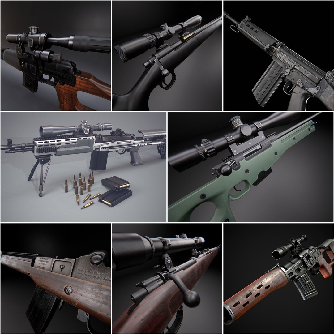 AAA Weapon Pack 3D Model – Game Ready Low Poly PBR Asset, FBX - View 3