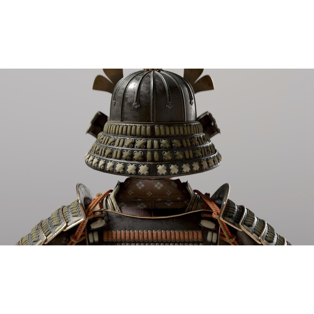 Medieval Japanese Samurai 3D Model – High Poly Character with PBR Textures - View 11