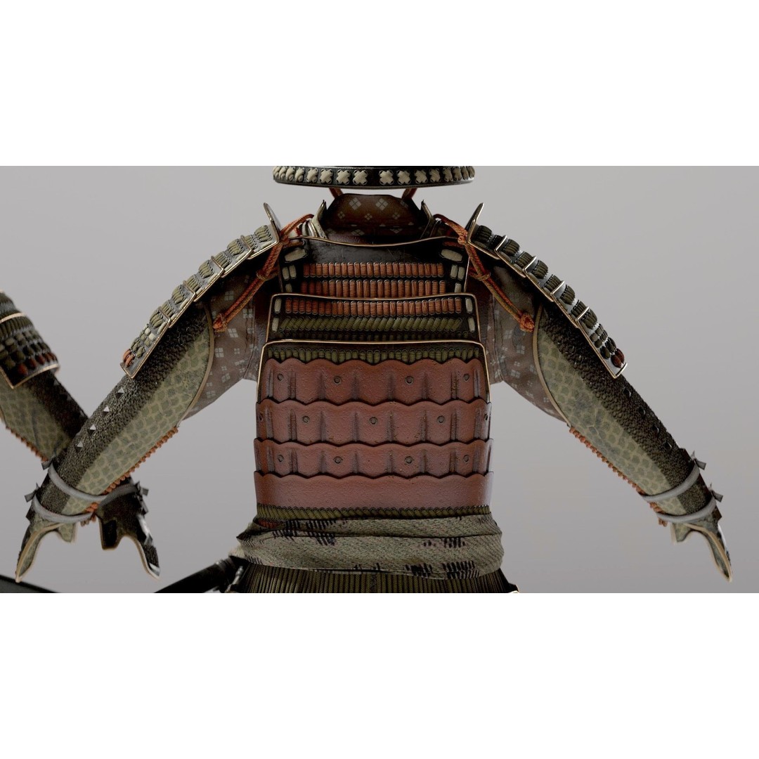 Medieval Japanese Samurai 3D Model – High Poly Character with PBR Textures - View 12