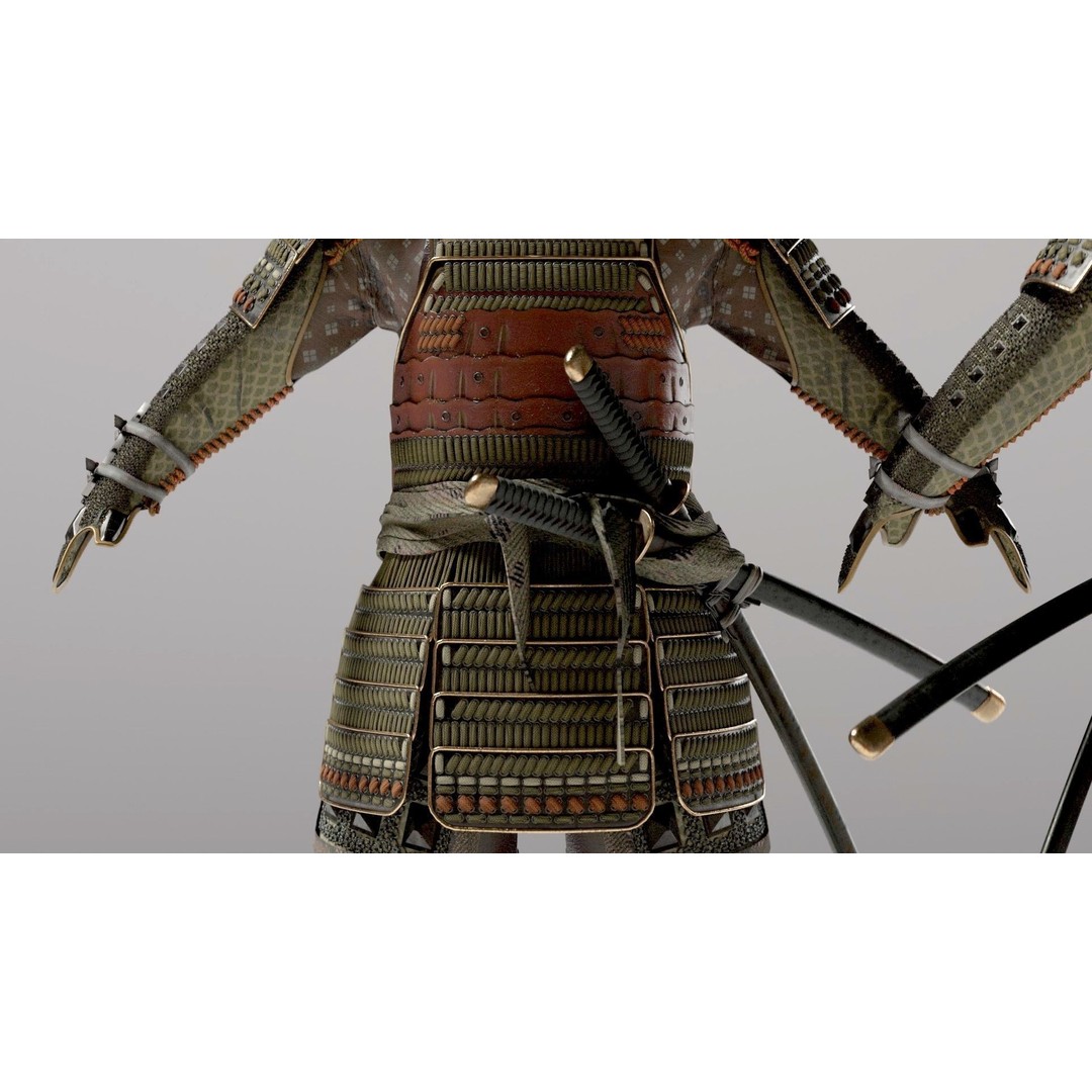 Medieval Japanese Samurai 3D Model – High Poly Character with PBR Textures - View 13