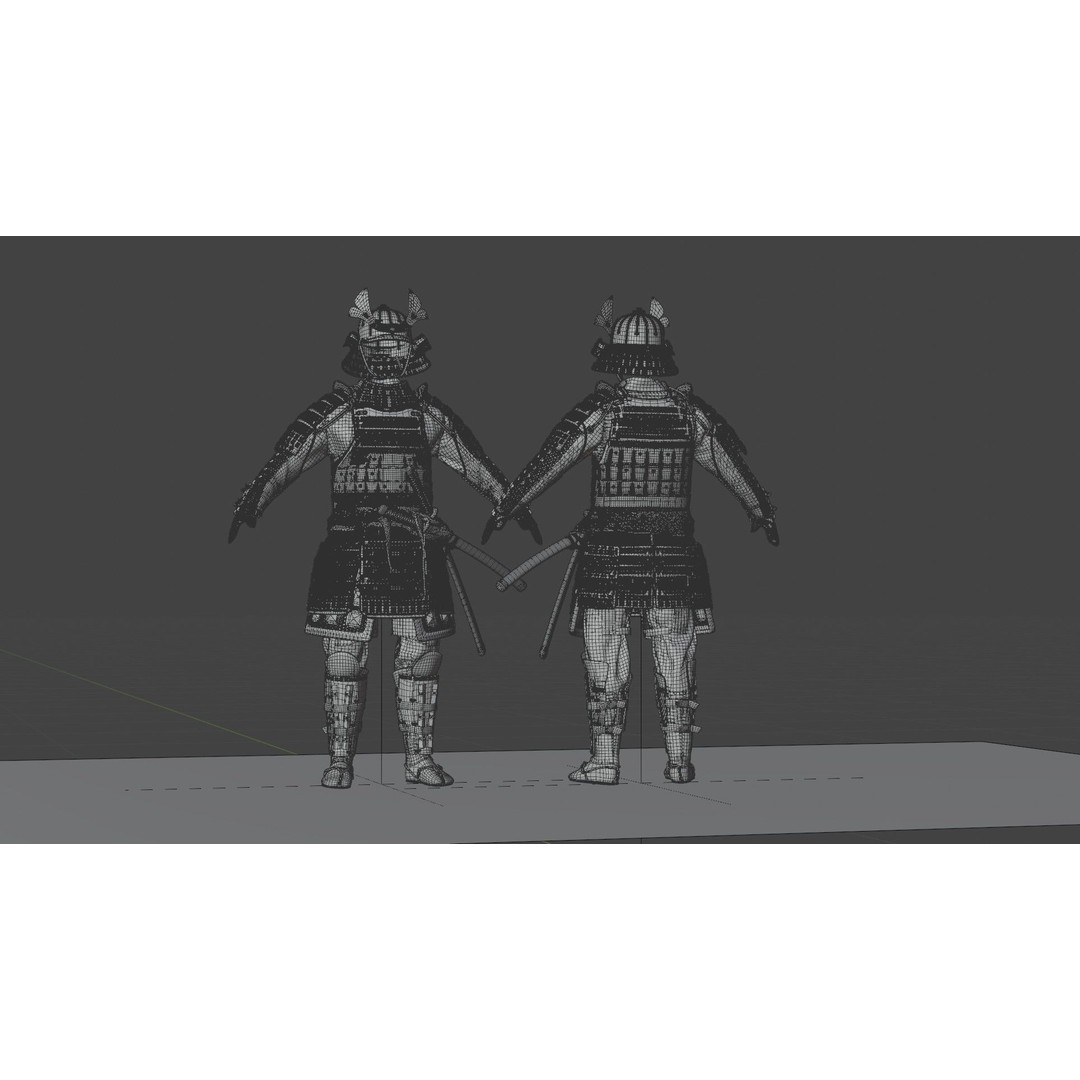 Medieval Japanese Samurai 3D Model – High Poly Character with PBR Textures - View 14