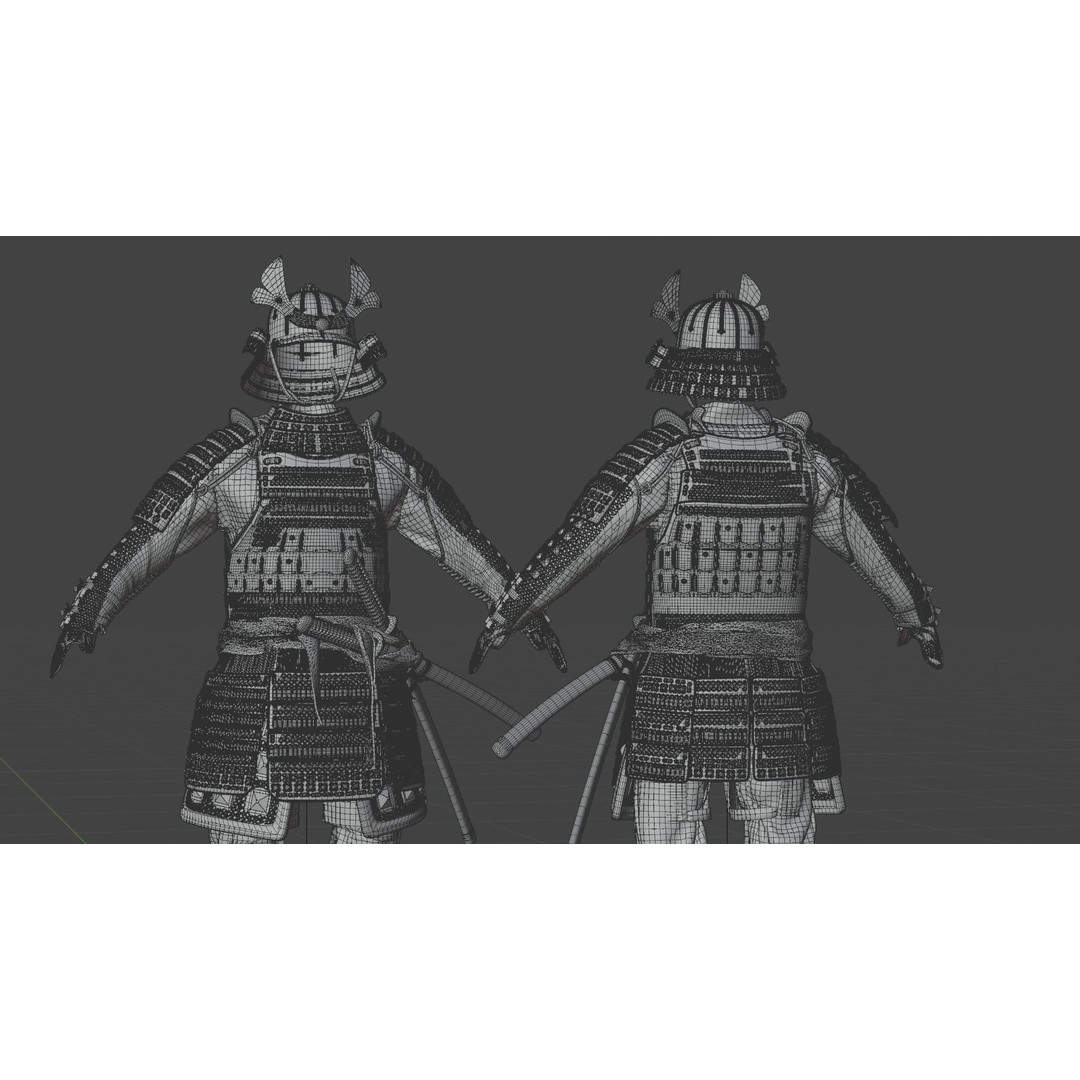 Medieval Japanese Samurai 3D Model – High Poly Character with PBR Textures - View 15