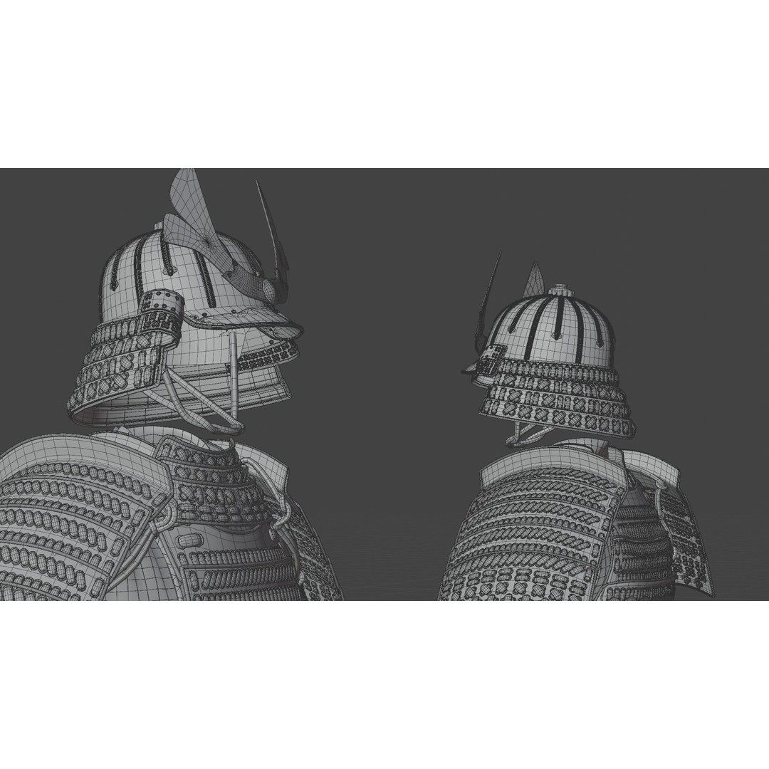 Medieval Japanese Samurai 3D Model – High Poly Character with PBR Textures - View 16