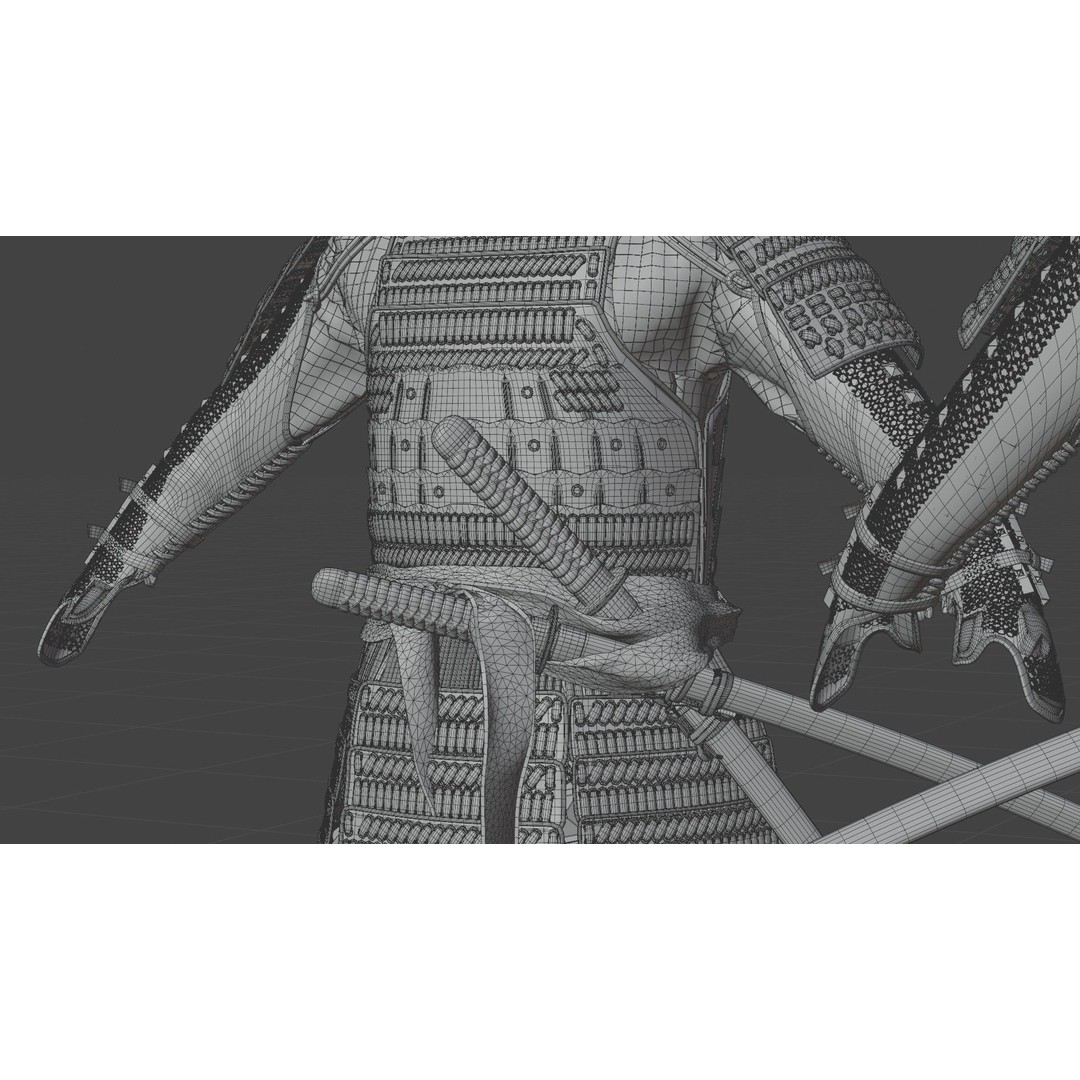 Medieval Japanese Samurai 3D Model – High Poly Character with PBR Textures - View 17