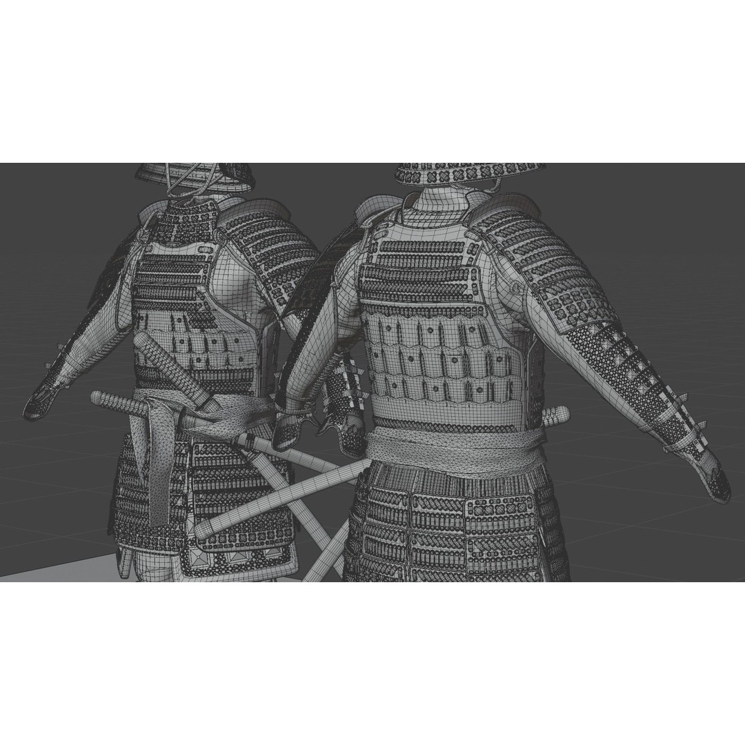 Medieval Japanese Samurai 3D Model – High Poly Character with PBR Textures - View 19