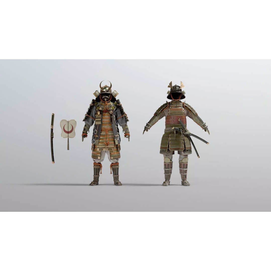 Medieval Japanese Samurai 3D Model – High Poly Character with PBR Textures - View 2