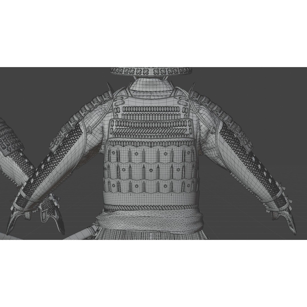 Medieval Japanese Samurai 3D Model – High Poly Character with PBR Textures - View 22