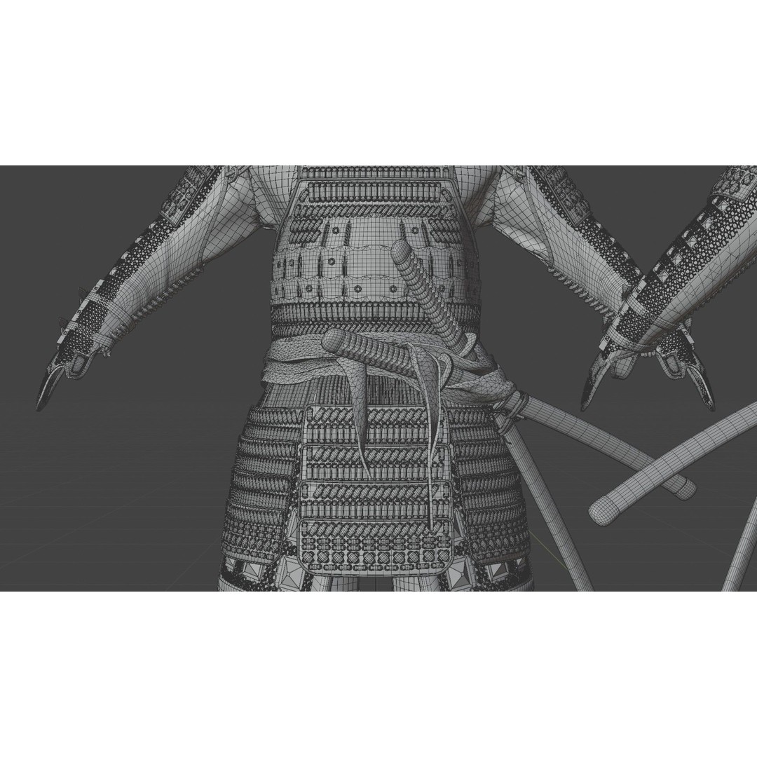 Medieval Japanese Samurai 3D Model – High Poly Character with PBR Textures - View 23