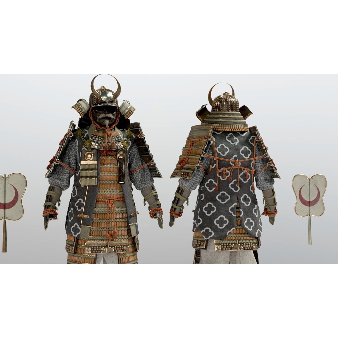 Medieval Japanese Samurai 3D Model – High Poly Character with PBR Textures - View 25