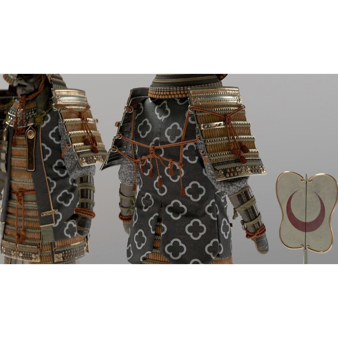 Medieval Japanese Samurai 3D Model – High Poly Character with PBR Textures - View 29