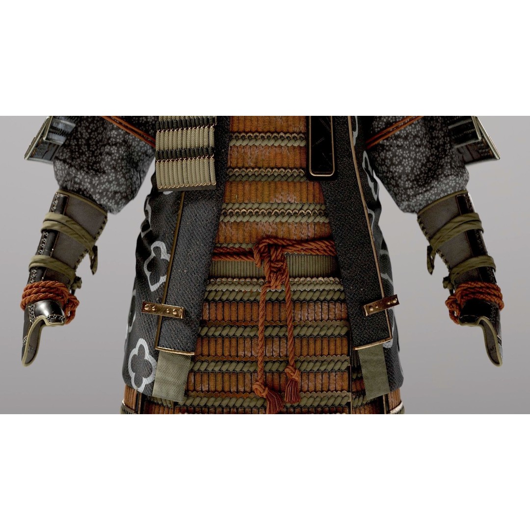 Medieval Japanese Samurai 3D Model – High Poly Character with PBR Textures - View 32