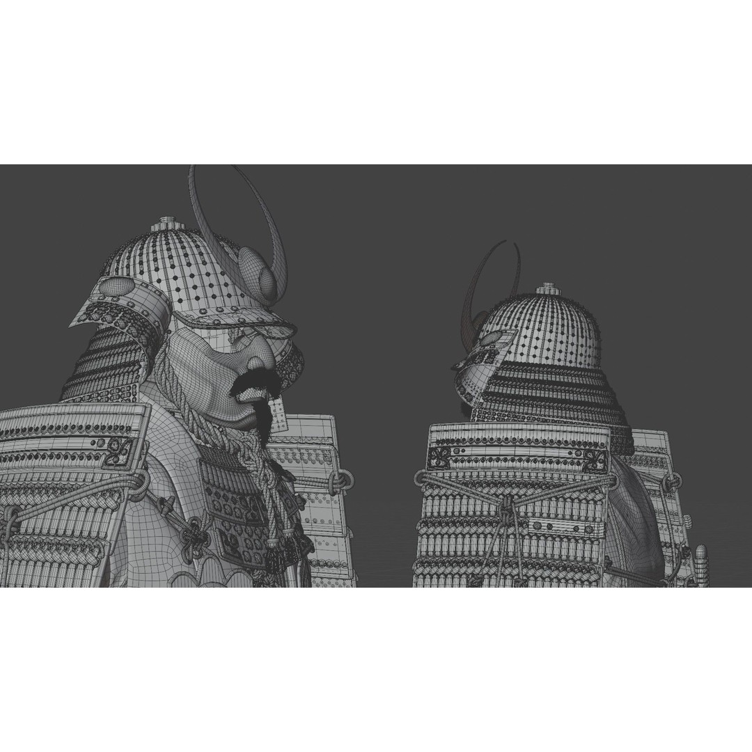 Medieval Japanese Samurai 3D Model – High Poly Character with PBR Textures - View 34