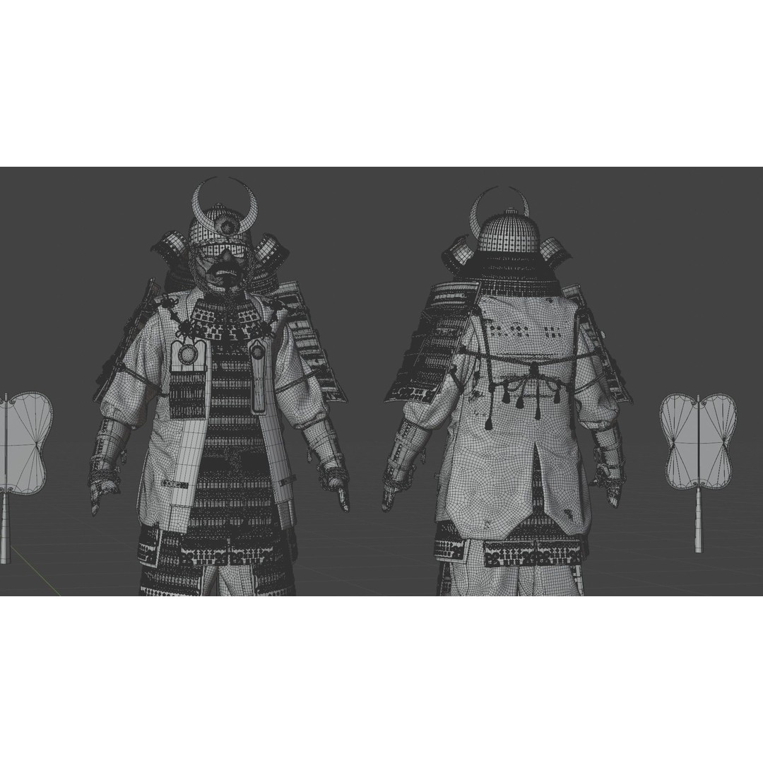 Medieval Japanese Samurai 3D Model – High Poly Character with PBR Textures - View 35