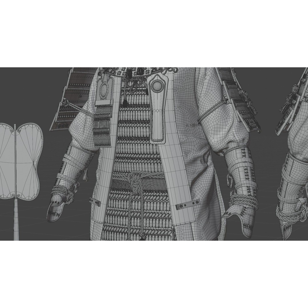 Medieval Japanese Samurai 3D Model – High Poly Character with PBR Textures - View 36
