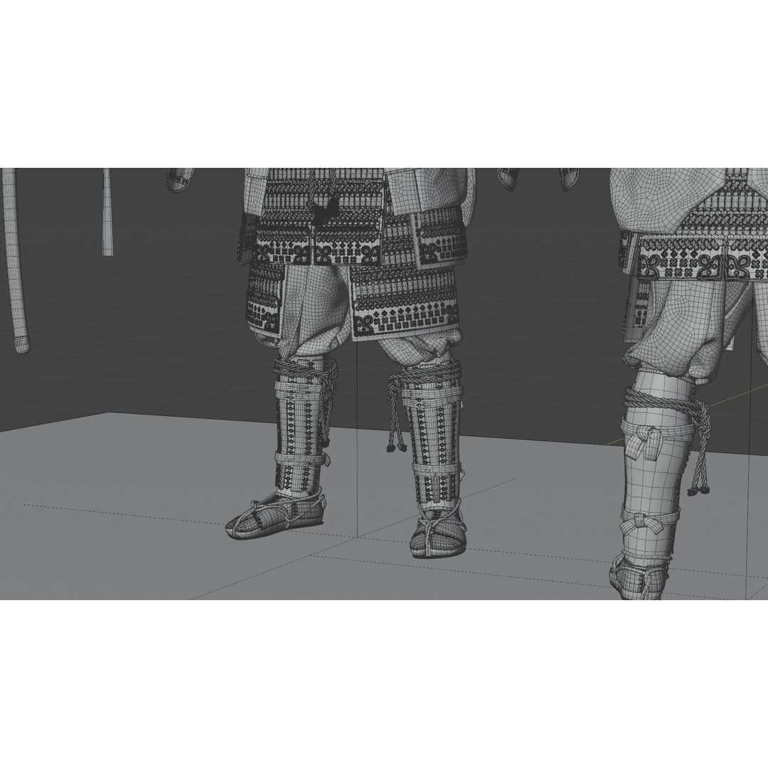 Medieval Japanese Samurai 3D Model – High Poly Character with PBR Textures - View 37