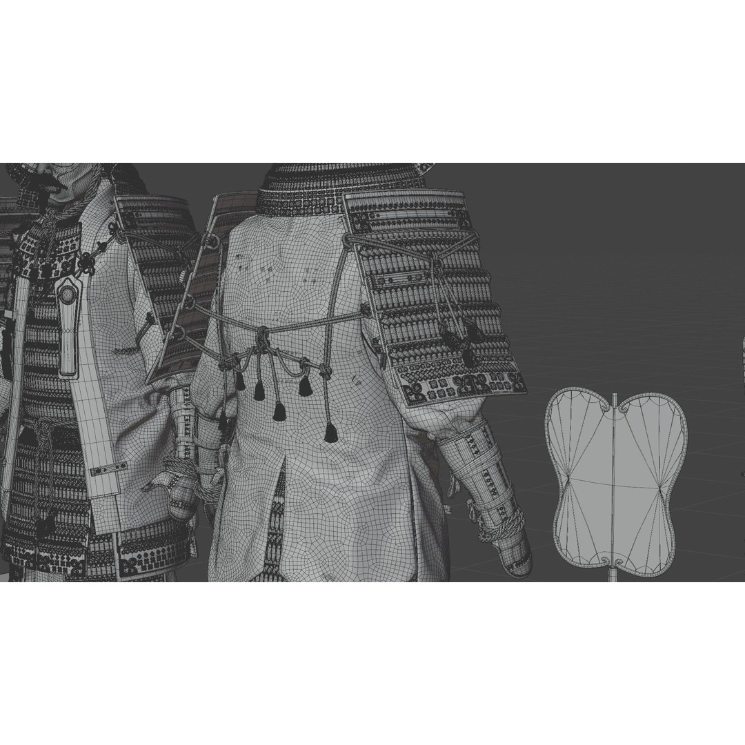 Medieval Japanese Samurai 3D Model – High Poly Character with PBR Textures - View 38