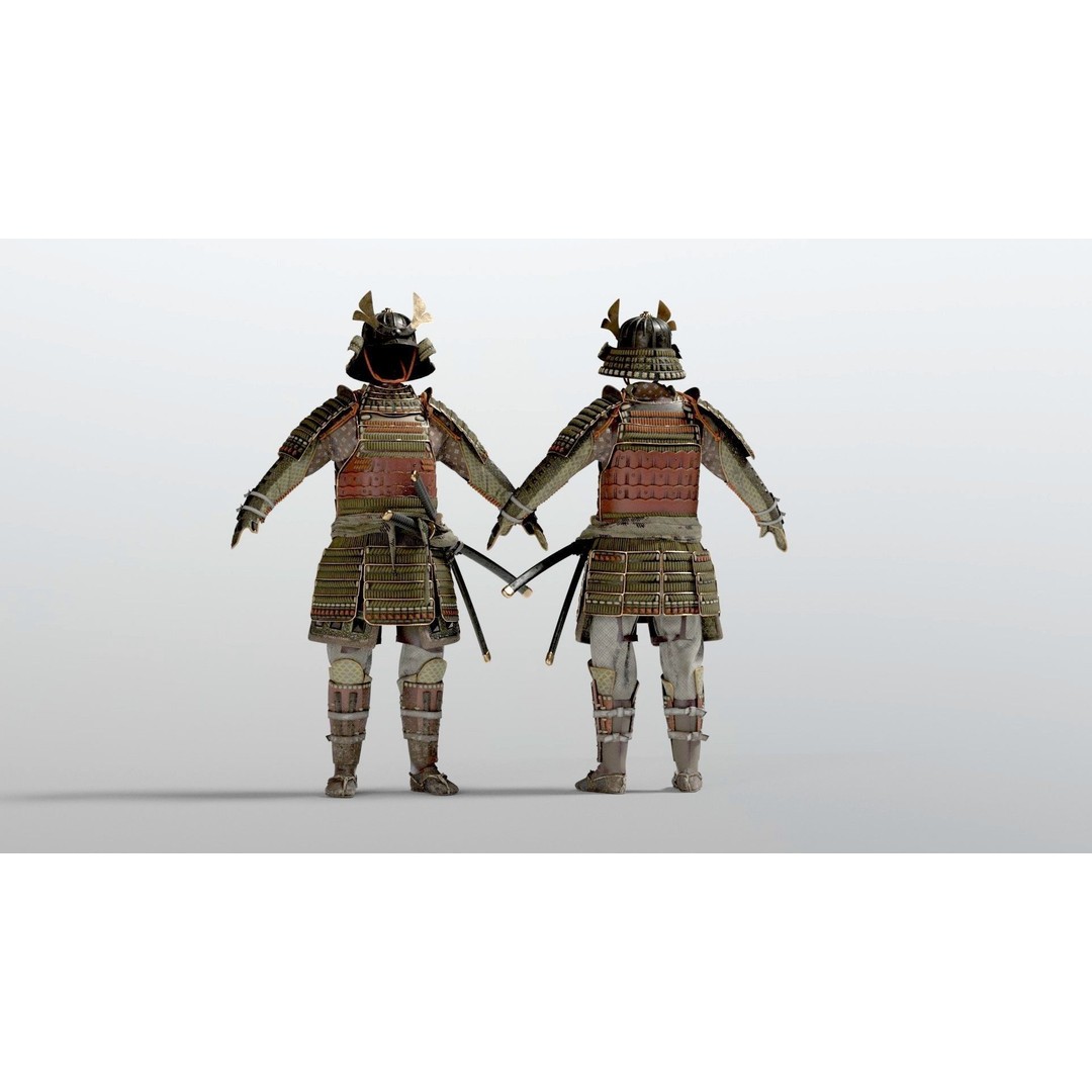 Medieval Japanese Samurai 3D Model – High Poly Character with PBR Textures - View 4