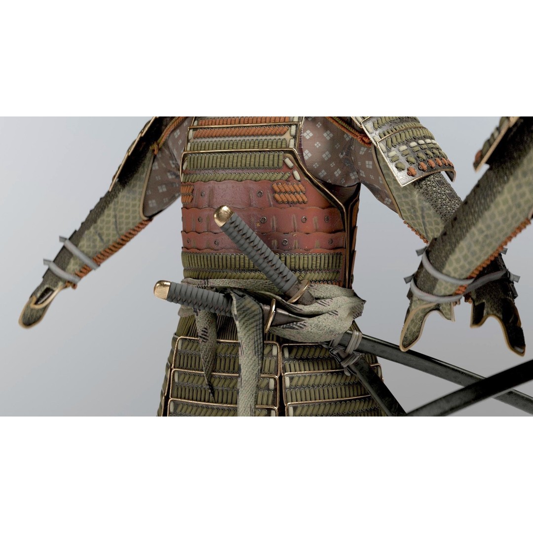 Medieval Japanese Samurai 3D Model – High Poly Character with PBR Textures - View 7