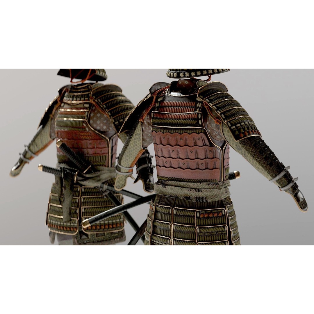 Medieval Japanese Samurai 3D Model – High Poly Character with PBR Textures - View 9
