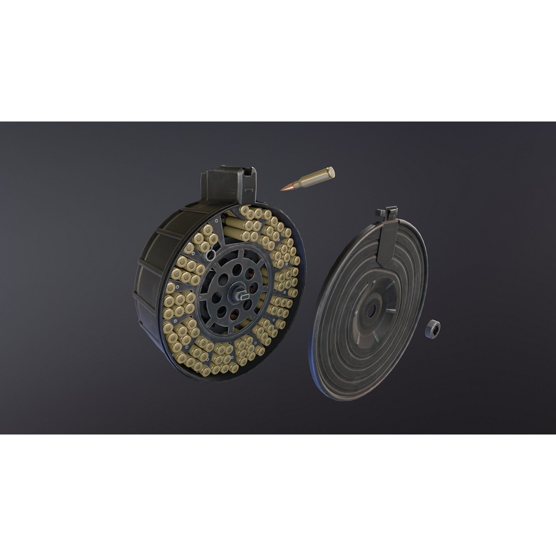 RPK 16 Drum Magazine 3D Model – Low Poly PBR Game Asset, FBX - View 10