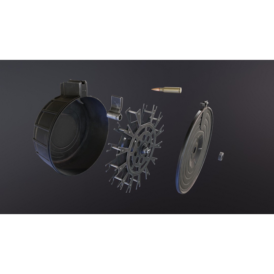 RPK 16 Drum Magazine 3D Model – Low Poly PBR Game Asset, FBX - View 11