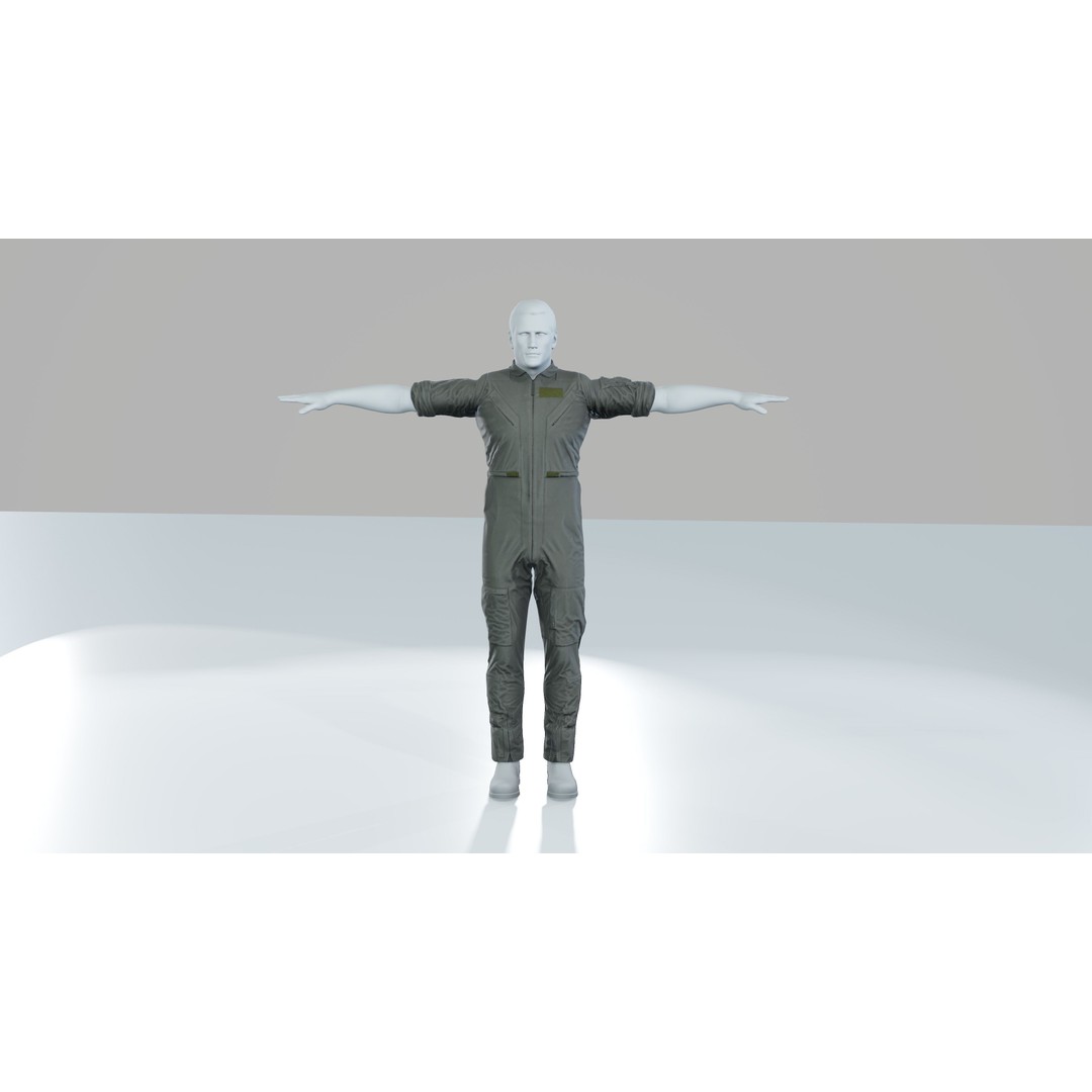 Flightsuit 3D Model – Low Poly Rigged Character with PBR Textures