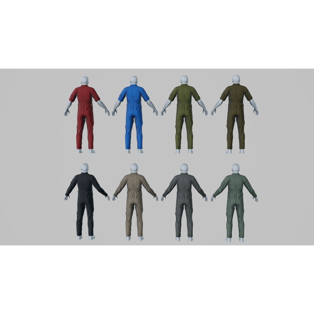 Flightsuit 3D Model – Low Poly Rigged Character with PBR Textures - View 10