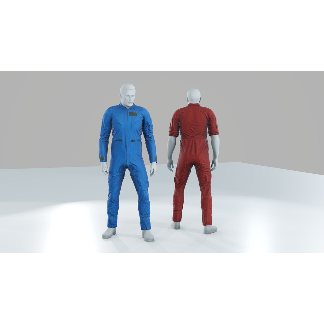 Flightsuit 3D Model – Low Poly Rigged Character with PBR Textures - View 11