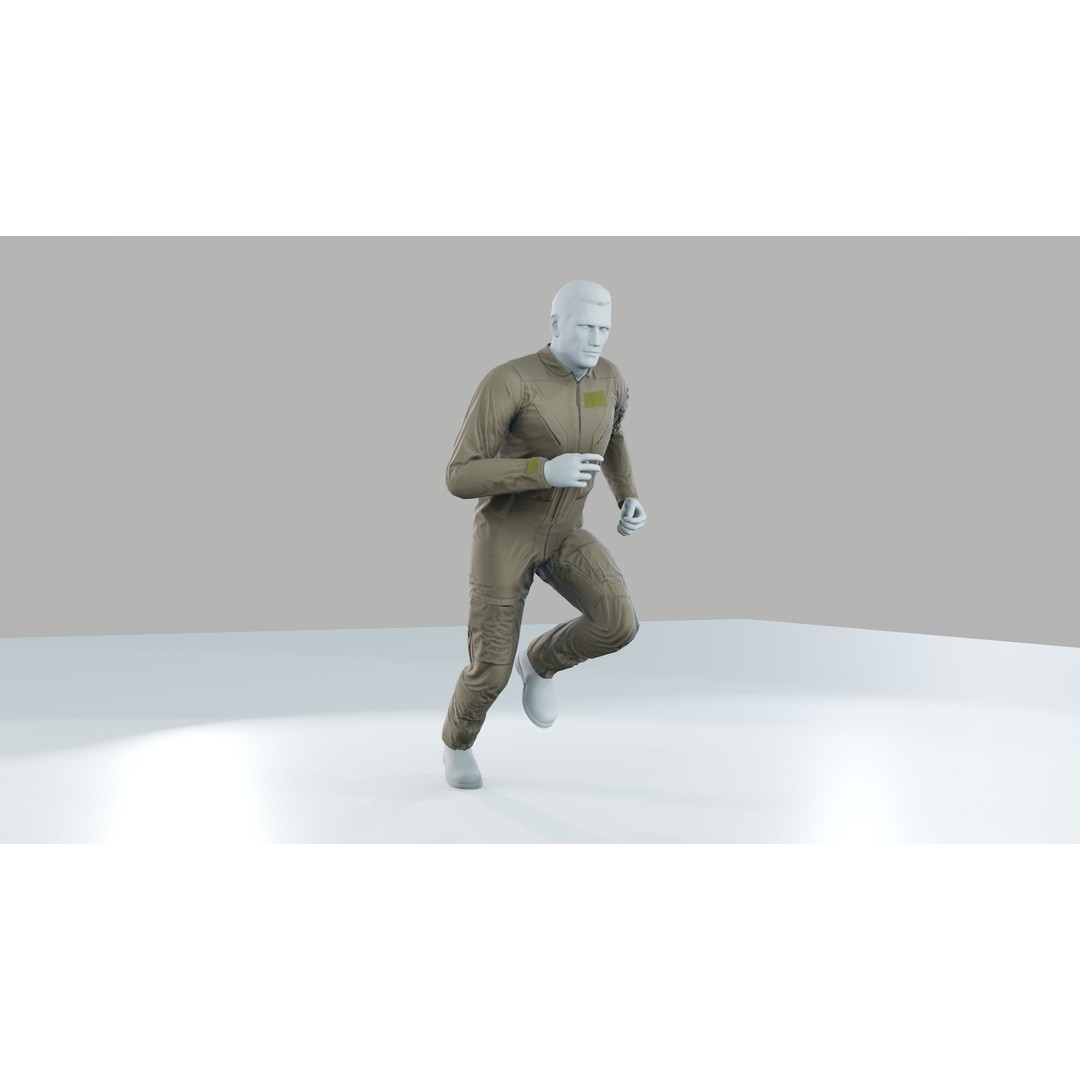 Flightsuit 3D Model – Low Poly Rigged Character with PBR Textures - View 12