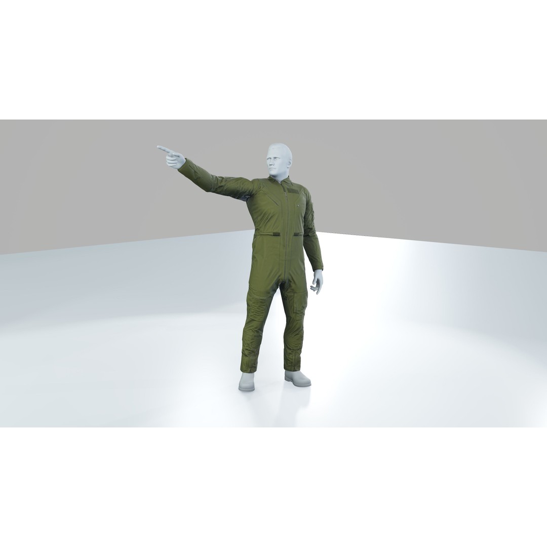 Flightsuit 3D Model – Low Poly Rigged Character with PBR Textures - View 14