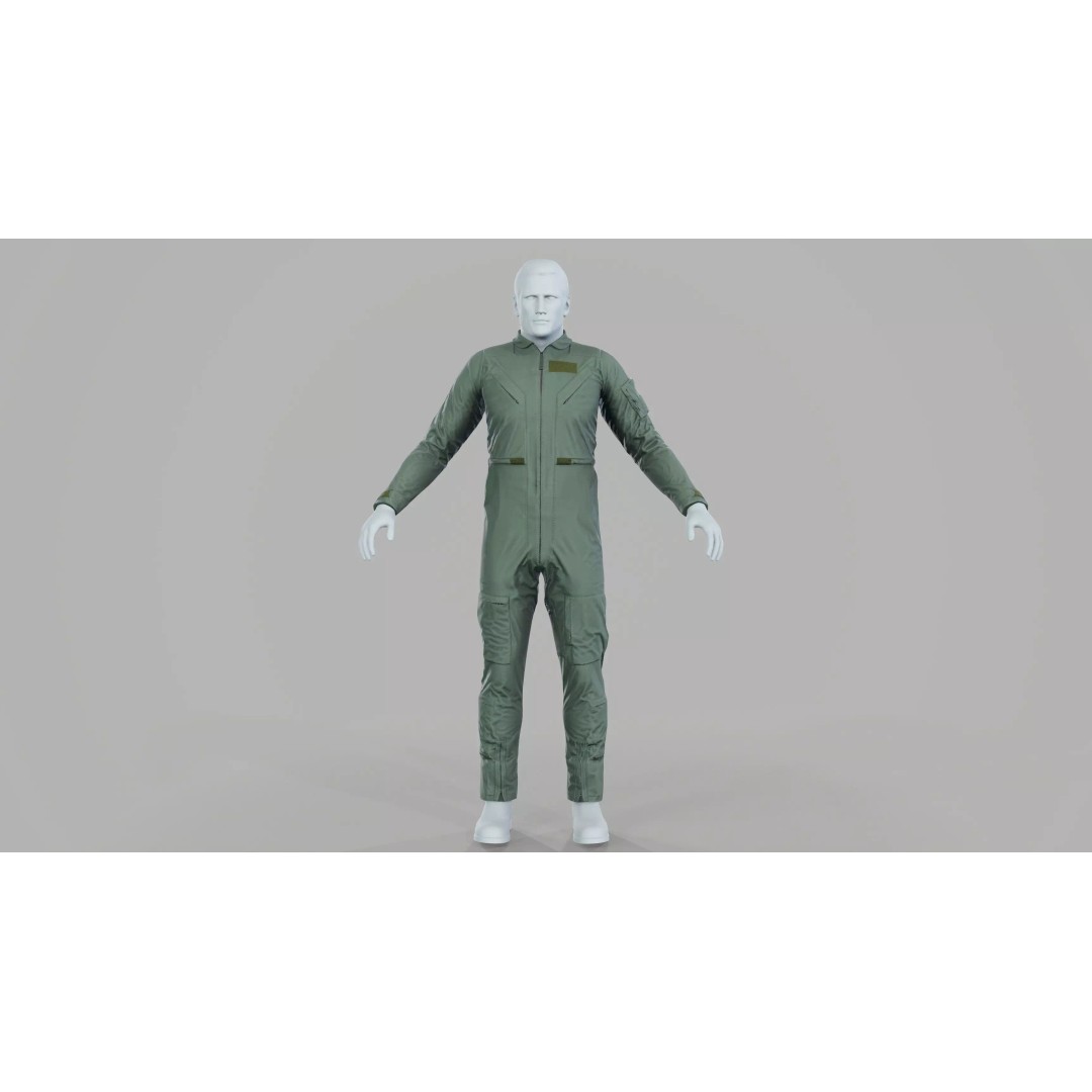 Flightsuit 3D Model – Low Poly Rigged Character with PBR Textures - View 2