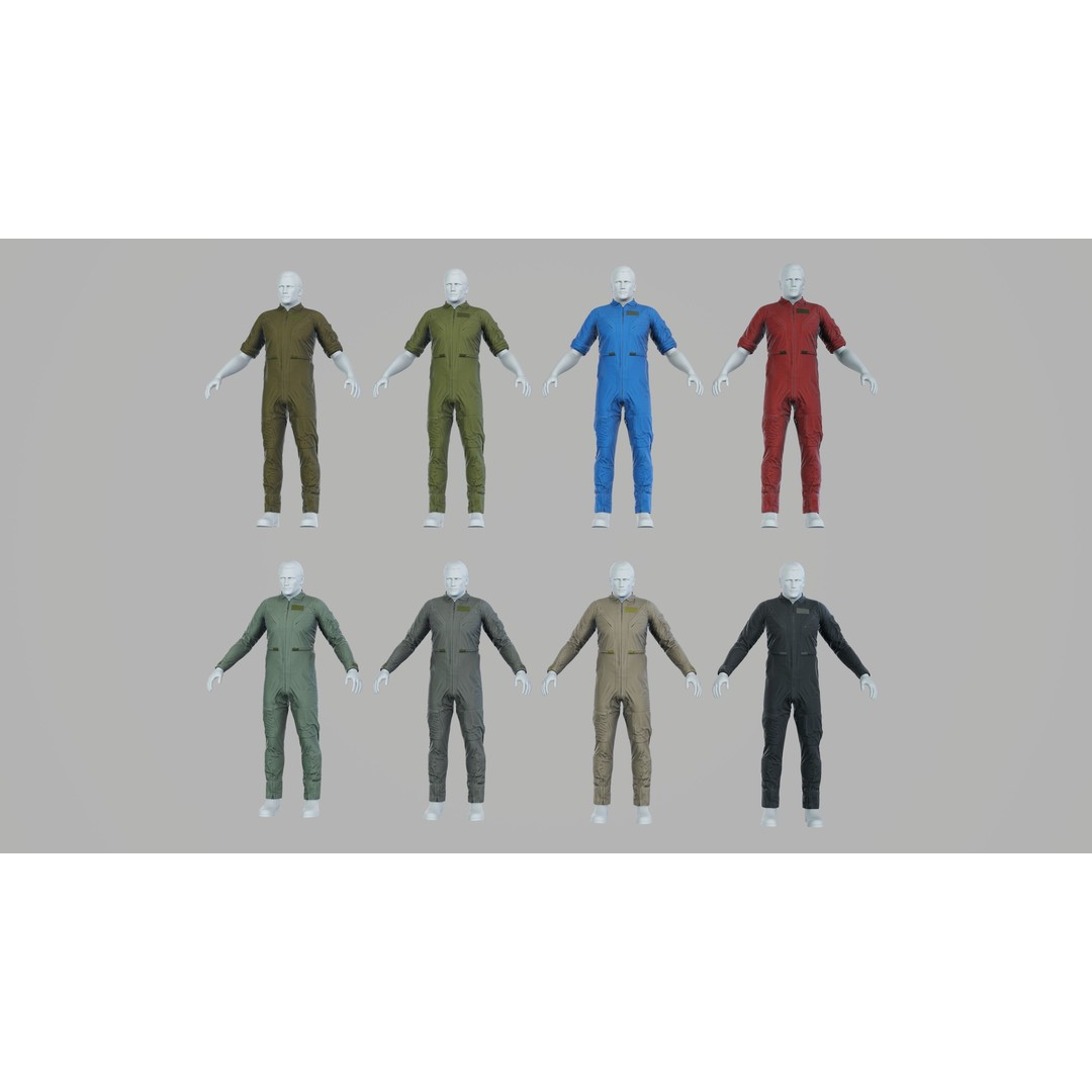 Flightsuit 3D Model – Low Poly Rigged Character with PBR Textures - View 3
