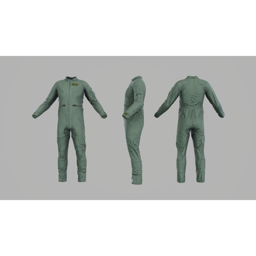 Flightsuit 3D Model – Low Poly Rigged Character with PBR Textures - View 4