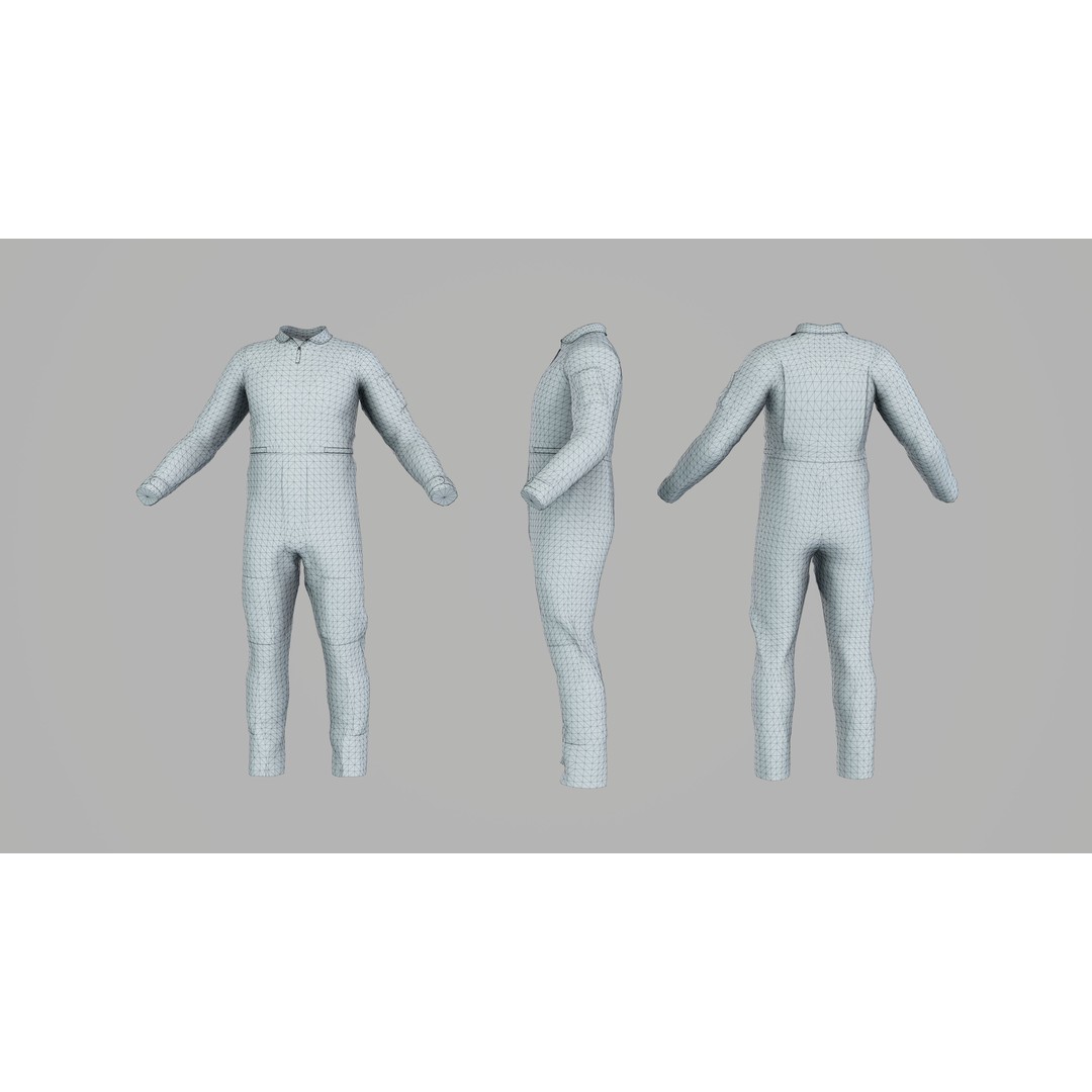 Flightsuit 3D Model – Low Poly Rigged Character with PBR Textures - View 5