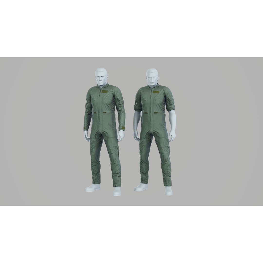 Flightsuit 3D Model – Low Poly Rigged Character with PBR Textures - View 6